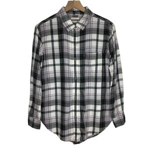 AMERICAN EAGLE Flannel Button Down Shirt Oversized Fit Purple Plaid Size Small